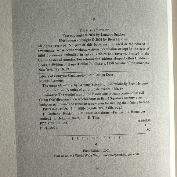 Series of Unfortunate Events #6: the Ersatz Elevator by Lemony Snicket (2001,... - Picture 9 of 9